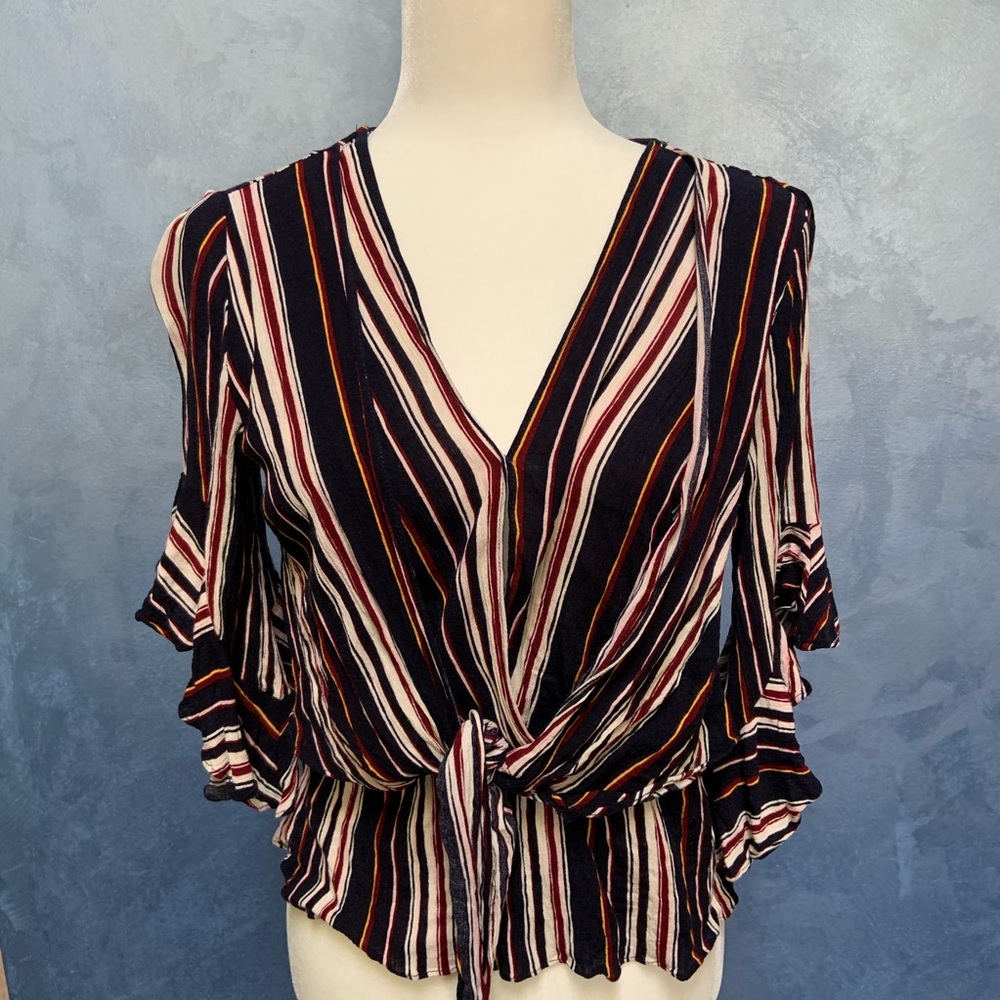 Red | Blue | Yellow Striped Peplum Top